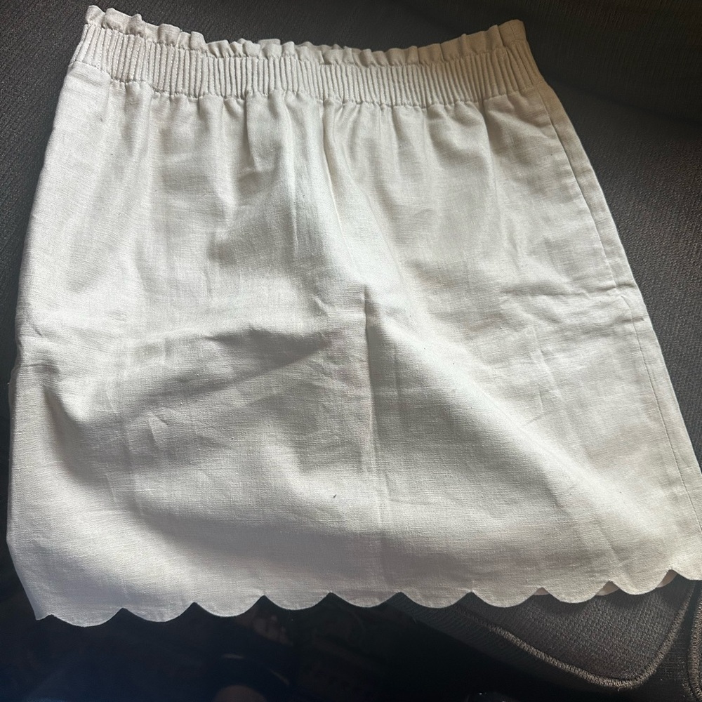 Elegant Khaki Scalloped Hem Skirt